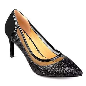 Journee Collection- Kalani Women's High Heels Black With Sparkle, Size 9